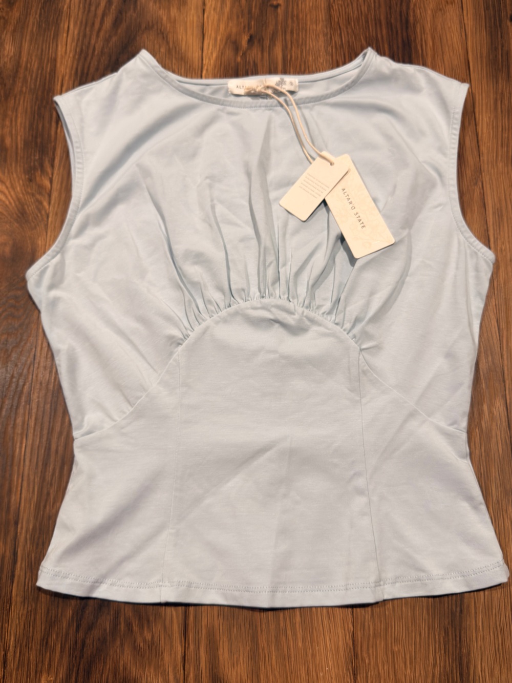 Altar'd State Light Blue Gathered Front Tank